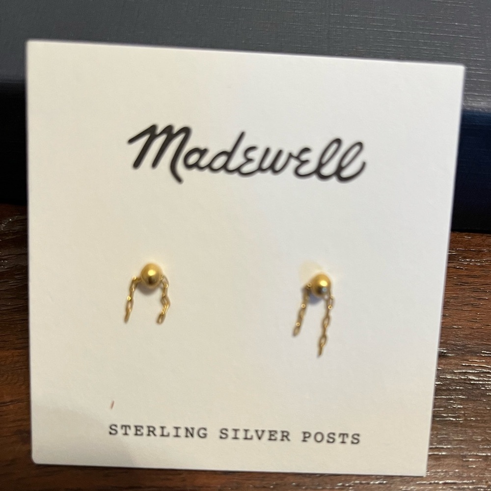 🆕 Madewell sterling silver posts stud earrings Gold toned Brand New in Packaging
